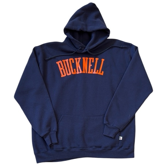 VTG 90’s Russell Athletic Bucknell University Hoodie Pullover Navy Orange USA XL - Picture 1 of 8